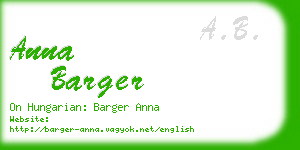 anna barger business card